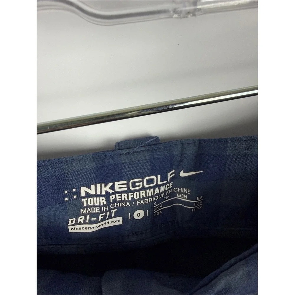 Nike Golf Tour Performance Dri-FIT Blue Check Plaid Golf Bermuda Shorts Womens 0